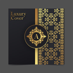 Luxurious black and gold cover with ornamental design