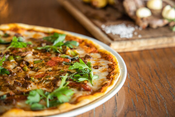 Delicious and freshly baked italian pizza