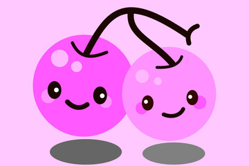 cute cerry fresh fruit vector