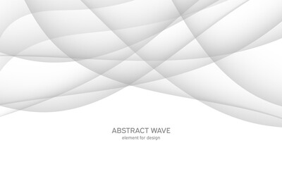 Abstract white background with smooth gray lines, waves. Modern and fashion. Gradient geometric. Vector illustration.