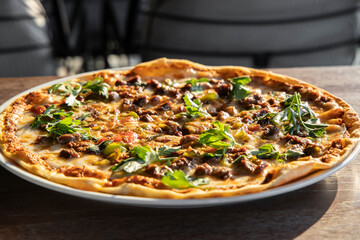 Delicious and freshly baked italian pizza