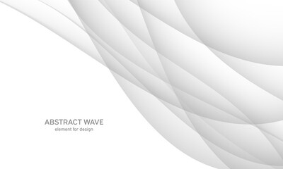 Abstract white background with smooth gray lines, waves. Modern and fashion. Gradient geometric. Vector illustration.