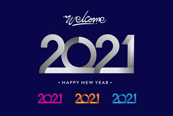 Happy new year 2021 typography vector design for greeting cards and poster with confetti, design template for new year celebration.
