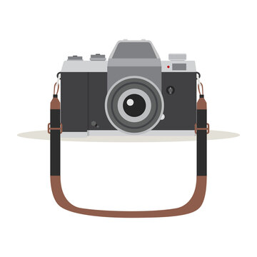 camera in a flat style with strap vector