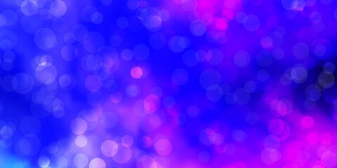 Light Pink, Blue vector template with circles. Glitter abstract illustration with colorful drops. Design for posters, banners.