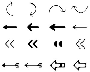 hand drawn arrows isolated on white background.