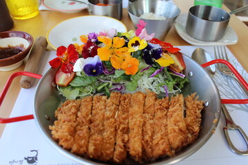 식당 음식 돈까스 꽃 샐러드 맛있는 제주도 제주 restaurant bistro food porkcutlet flower salad delicious jeju jejuisland