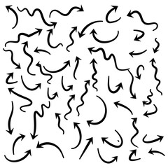 hand drawn arrows isolated on white background.