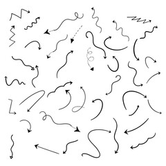 hand drawn arrows isolated on white background.