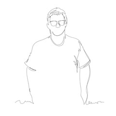 man. vector linear drawing. one continuous line. contour portrait of a person