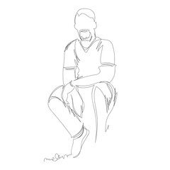 man. vector linear drawing. one continuous line. man sitting