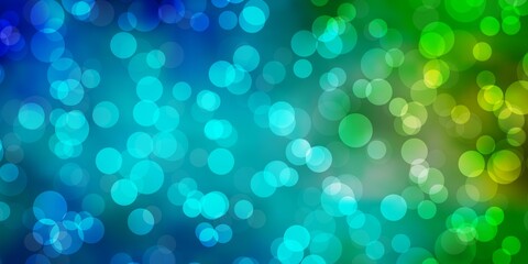 Light Blue, Green vector template with circles. Illustration with set of shining colorful abstract spheres. Pattern for websites, landing pages.