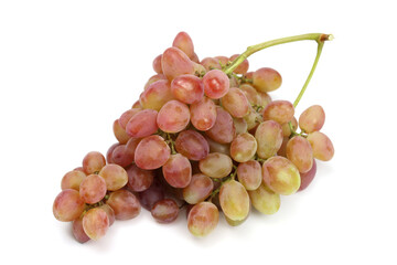 ripe pink grapes isolated on white