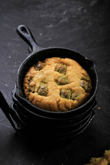 Homemade Giant Green Tea Chewy Cookie  Baked on Skillet Cast Iron