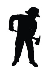 Firefighter silhouette vector on white background