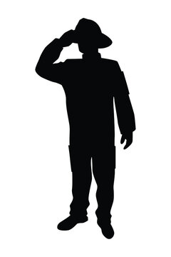 Firefighter silhouette vector on white background