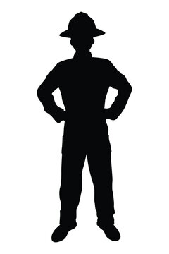 Firefighter silhouette vector on white background