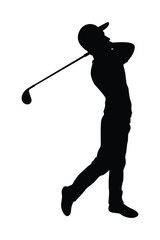 Golf player silhouette vector on white background, sport man