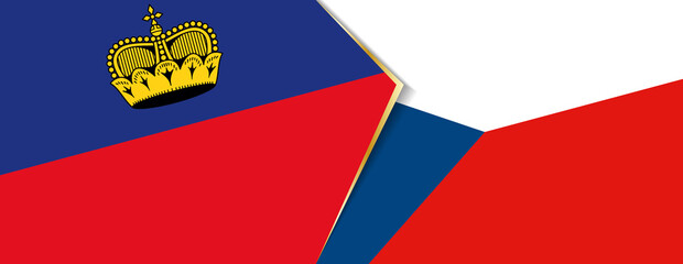 Liechtenstein and Czech Republic flags, two vector flags.