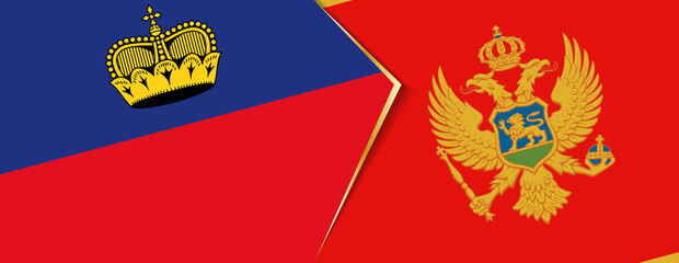 Liechtenstein and Montenegro flags, two vector flags.