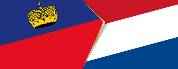 Liechtenstein and Netherlands flags, two vector flags.