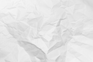 White crumpled paper texture background.