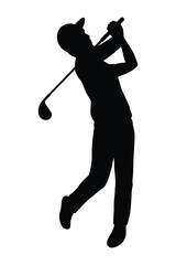 Golf player silhouette vector on white background, sport man