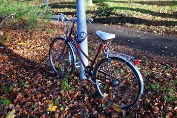 Fototapeta na wymiar bicycle in autumn park