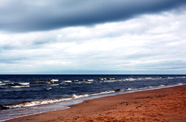 Dramatic view of the Baltic Sea coast before the storm.