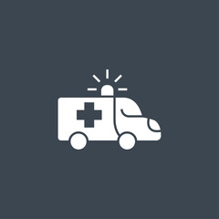 Ambulance Car related vector glyph icon. Isolated on black background. Vector illustration.