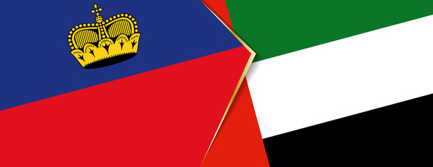 Liechtenstein and United Arab Emirates flags, two vector flags.