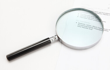 magnifying glass on the paper