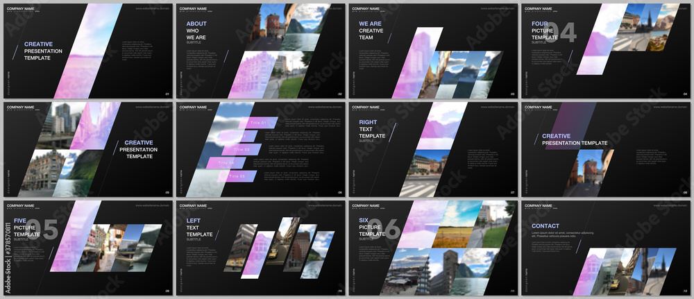 Poster minimal presentations design, portfolio vector templates with colorful gradient geometric background
