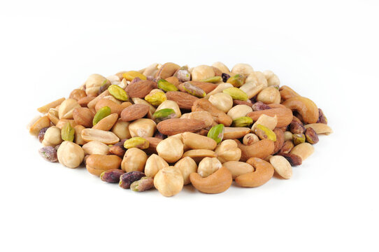 Mixed nuts isolated white background