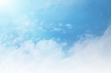 Blue sky with white cloud. The summer heaven is colorful clearing day Good weather and beautiful nature in the morning.