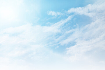 Blue sky with white cloud. The summer heaven is colorful clearing day Good weather and beautiful nature in the morning.