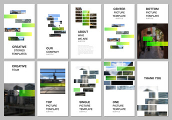 Social networks stories design, vertical banner or flyer templates. Covers design for flyer, leaflet, brochure cover, advertising. Modern corporate identity style for any purposes. Business template.