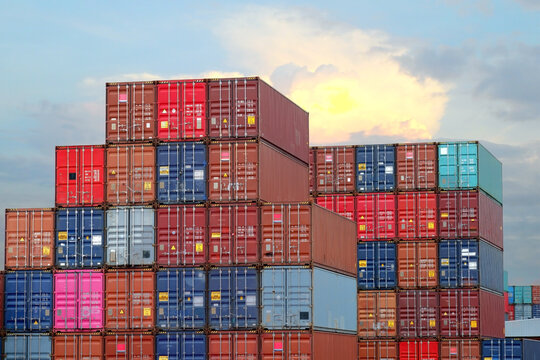 View of the container between the shipping ports.