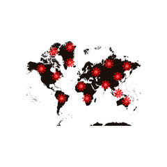 Fototapeta na wymiar World Map of the Spread of the Corona Virus