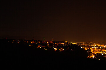 Hilltop view of city skyline