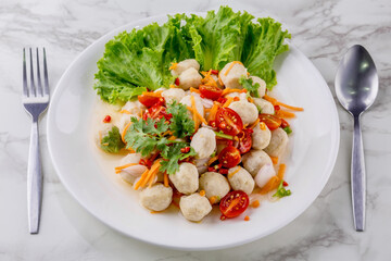 Pork ball spicy salad tasty food