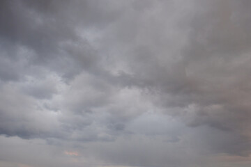Gray cloudy sky as background. Dramatic sky.