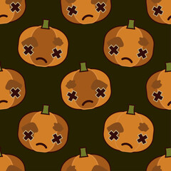 Seamless pattern with pumpkins. Halloween. Emotions. The style of the cartoon. Vector illustration for web design or print.