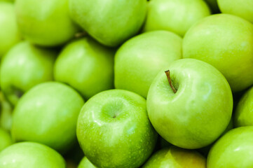 Perfect Fresh Green Apple. Selective focus