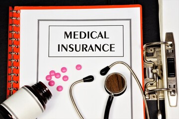 Medical insurance. Text inscription in the form of the office Registrar's document. Provides...