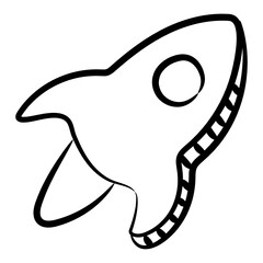 
Missile, rocket launcher icon in line design.
