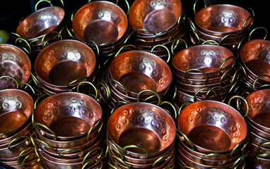 Copper pans at the market, Belo Horizonte, Brazil 