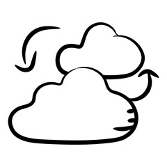 
Cloud with irreversible arrows, cloud refresh line vector 
