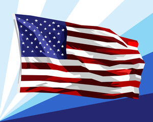 Colorful america flag with wpap pop art