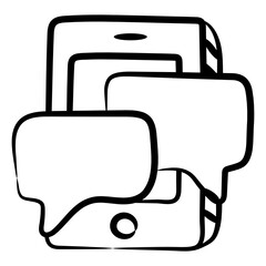 
Icon style of mobile chat, cell phone conversation 
